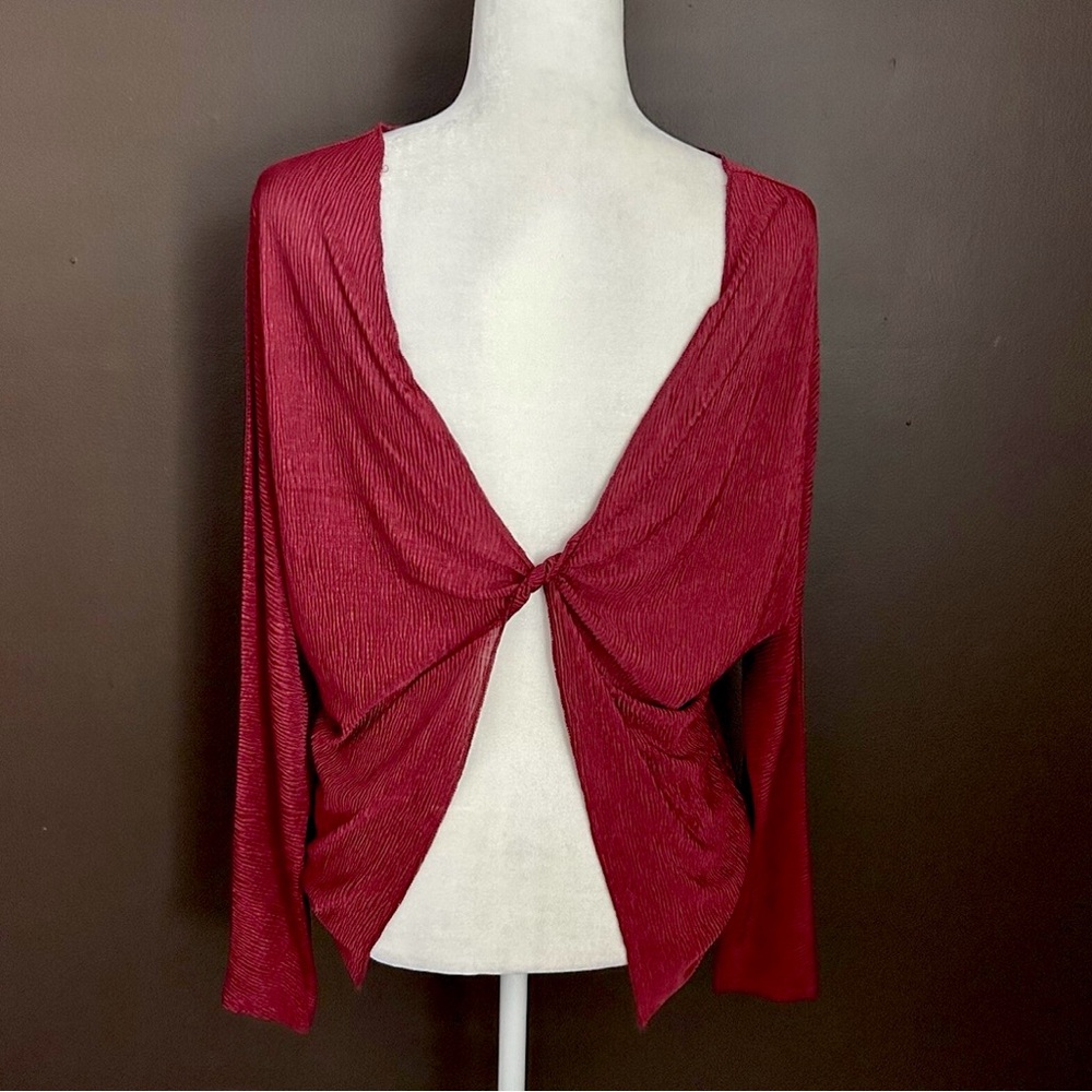 Elegant Red Twist-Back Top